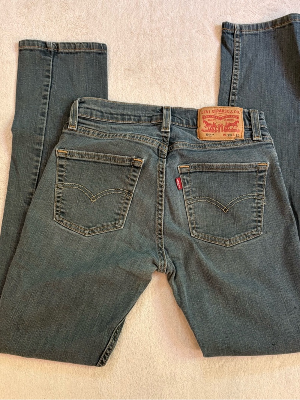 Levi's 511 Blue Denim Jeans with Back Pocket Detail Sz 28
